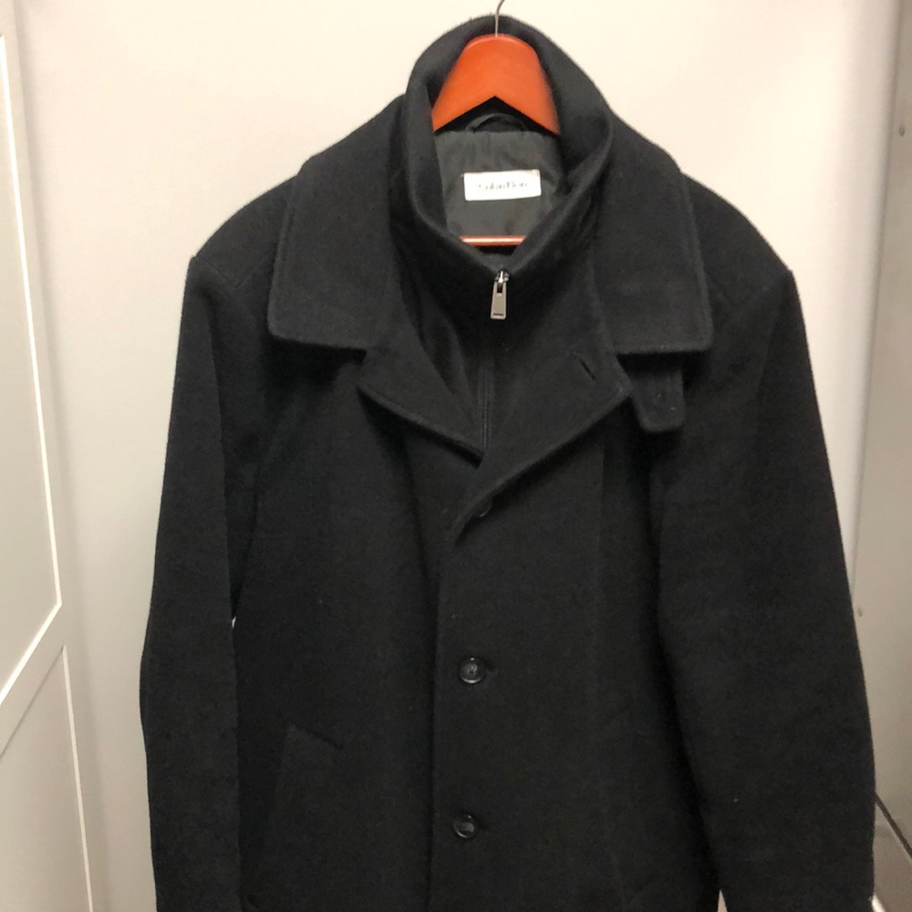 Calvin Klein Coalman wool-blend overcoat. 44R
